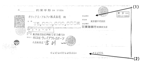 約束手形（原本）　「甲214号証」　平成7年11月14日東海銀行より検察官に提出